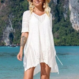 New Beach Short Skirt Sexy Knit Cover, White